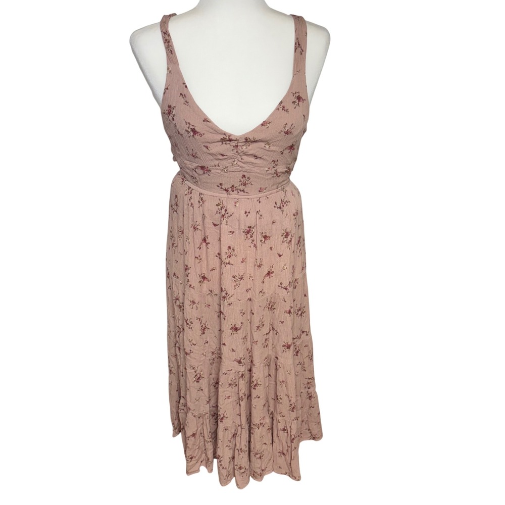 Dress Forum LA Pink Floral Tie Back‎ Midi Dress Womens S Cottage Garden Romantic
